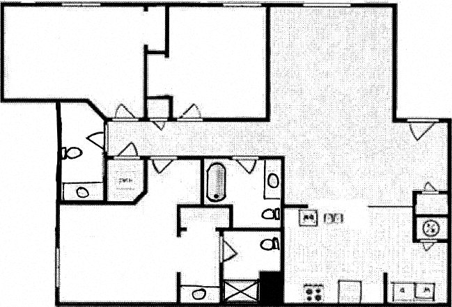 Floor plan for 3 beds, 2.5 baths, 1250 sqft
